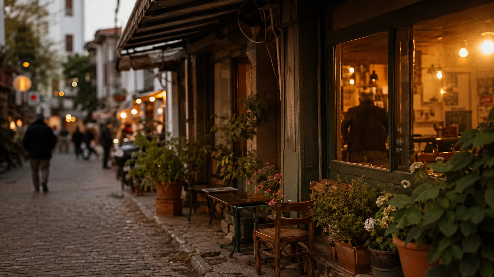 Manisa'da yerel bir mahalle caddesi ve küçük işletmeler